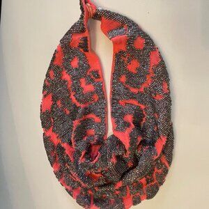 Mignonne Gavigan Scarf Necklace in Coral and Pewter Beading